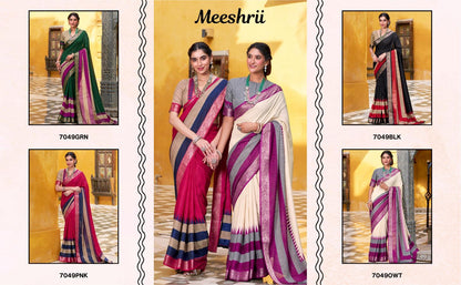 Poly Cotton Zari Border Saree for Women