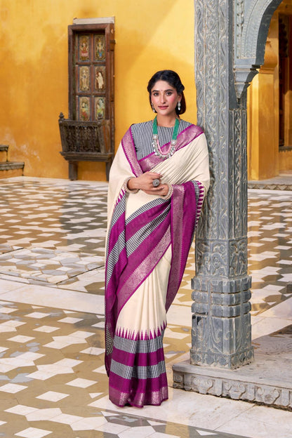 Poly Cotton Zari Border Saree for Women