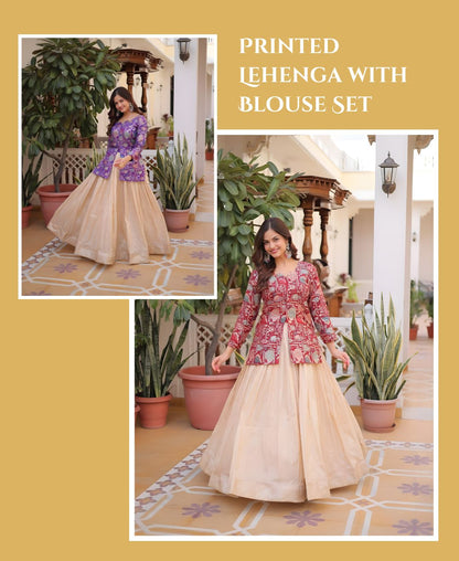 Printed Lehenga with Blouse Set
