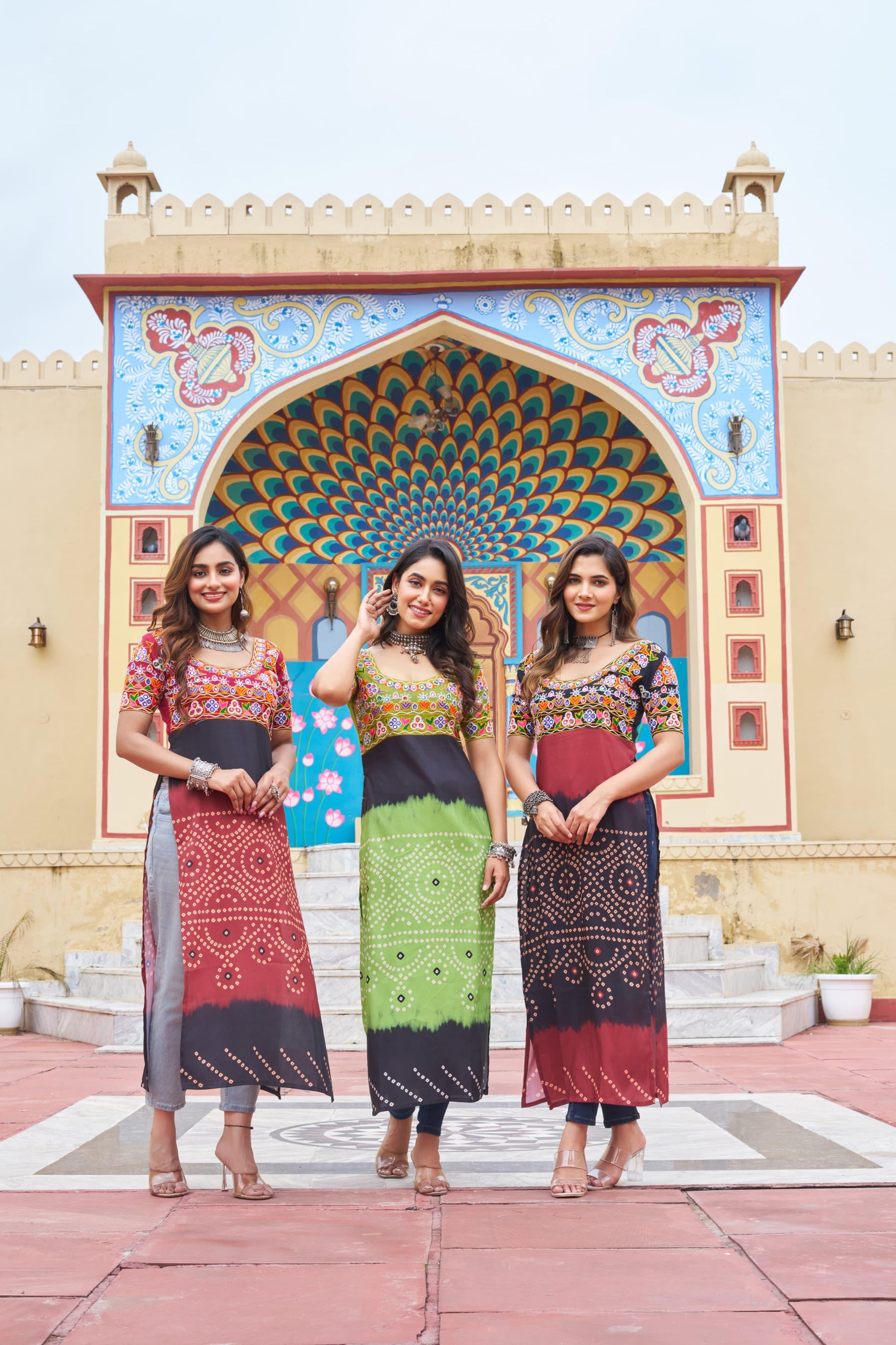 Printed Reyon Kurti for Navaratri Festival