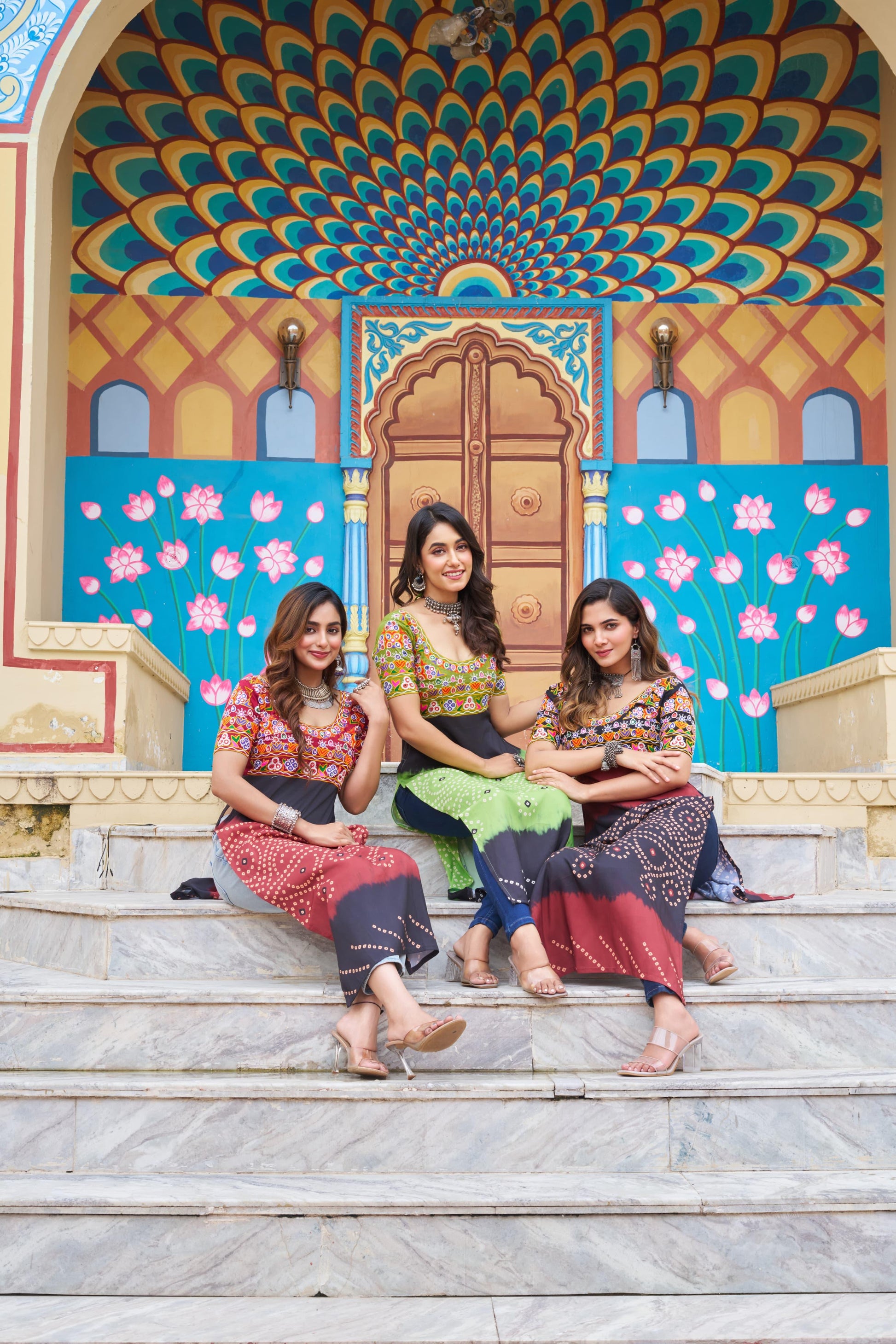 Printed Reyon Kurti for Navaratri Festival