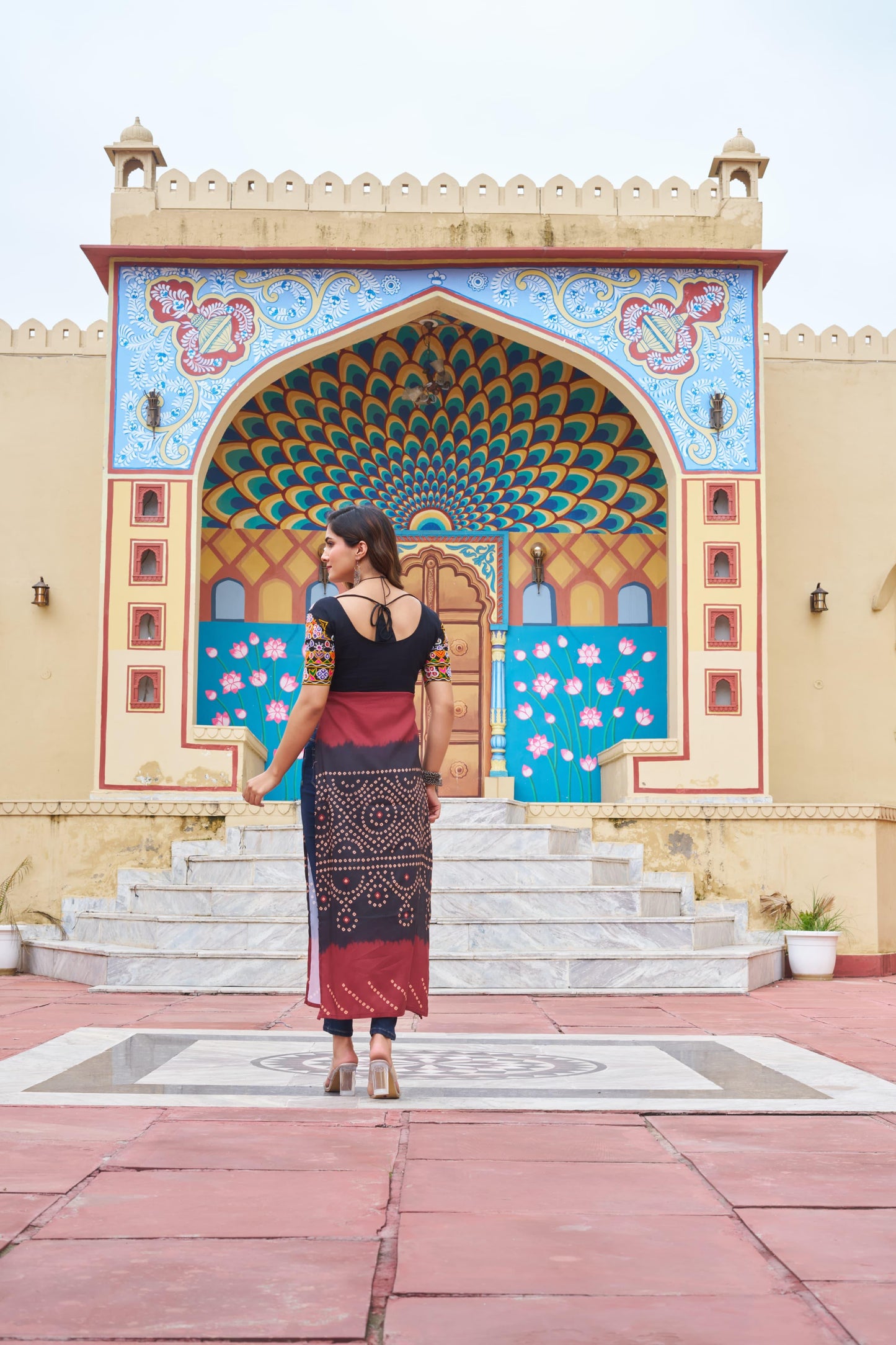 Printed Reyon Kurti for Navaratri Festival