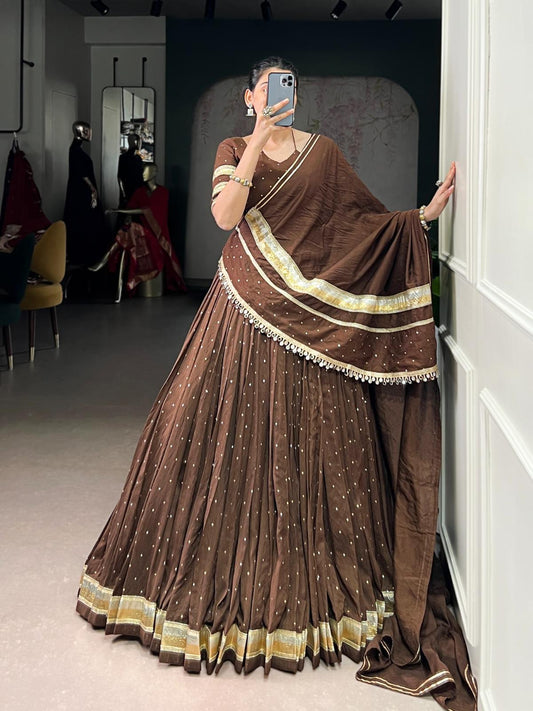 Pure Chanderi Fabric Lehenga Set for Women