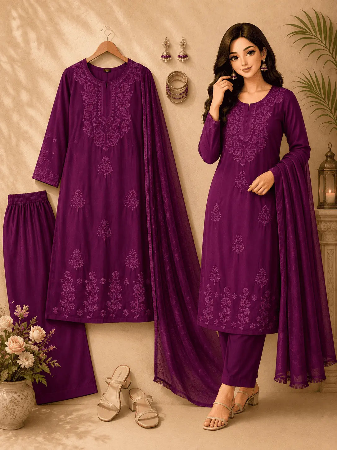 Purple Party Wear Suit Set