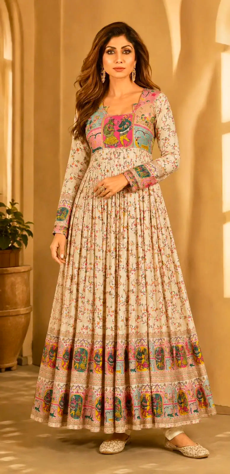 Rajasthani Printed Anarkali Gown for Women