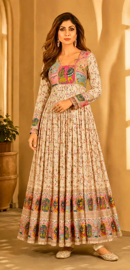 Rajasthani Printed Anarkali Gown for Women