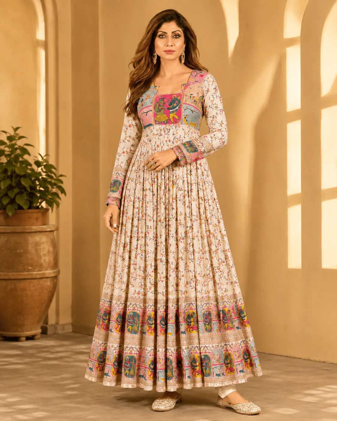 Rajasthani Printed Anarkali Gown for Women