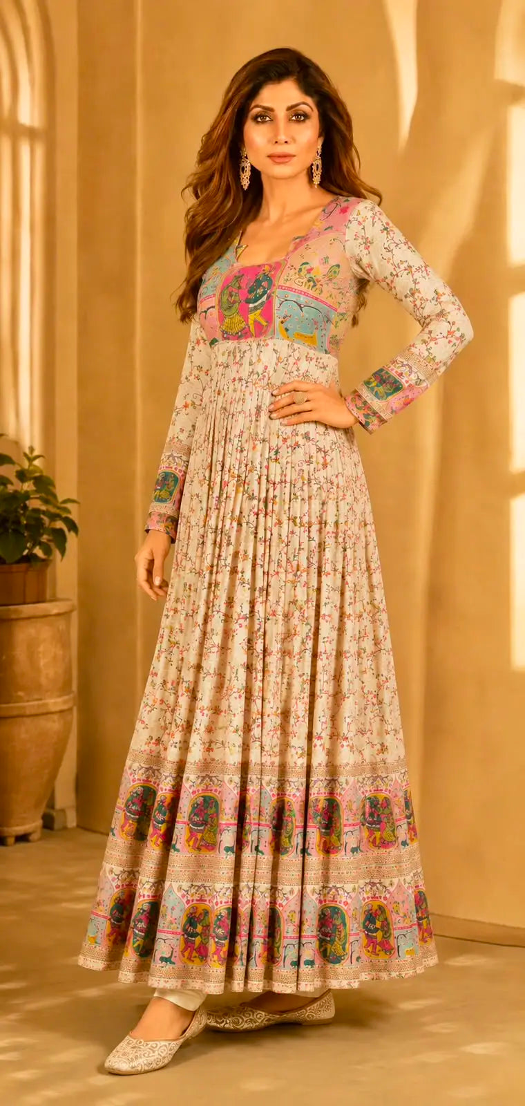 Rajasthani Printed Anarkali Gown for Women