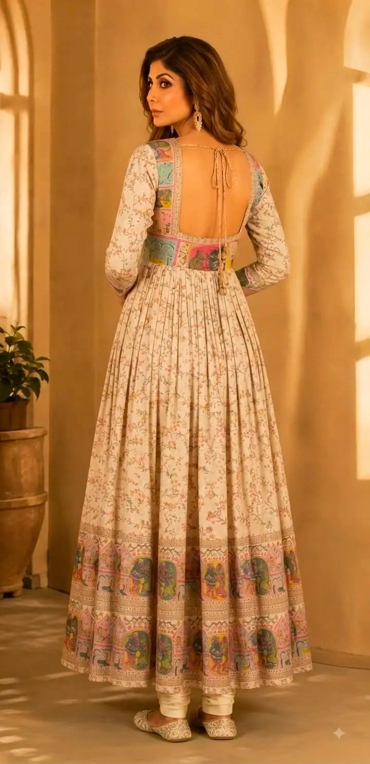 Rajasthani Printed Anarkali Gown for Women