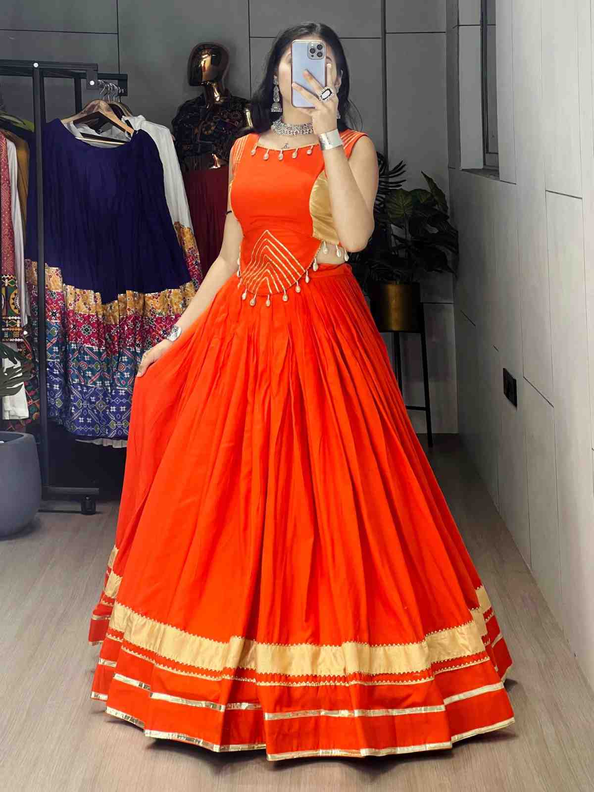 Rayon Cotton Lehenga with Fancy Top for Festive Wear