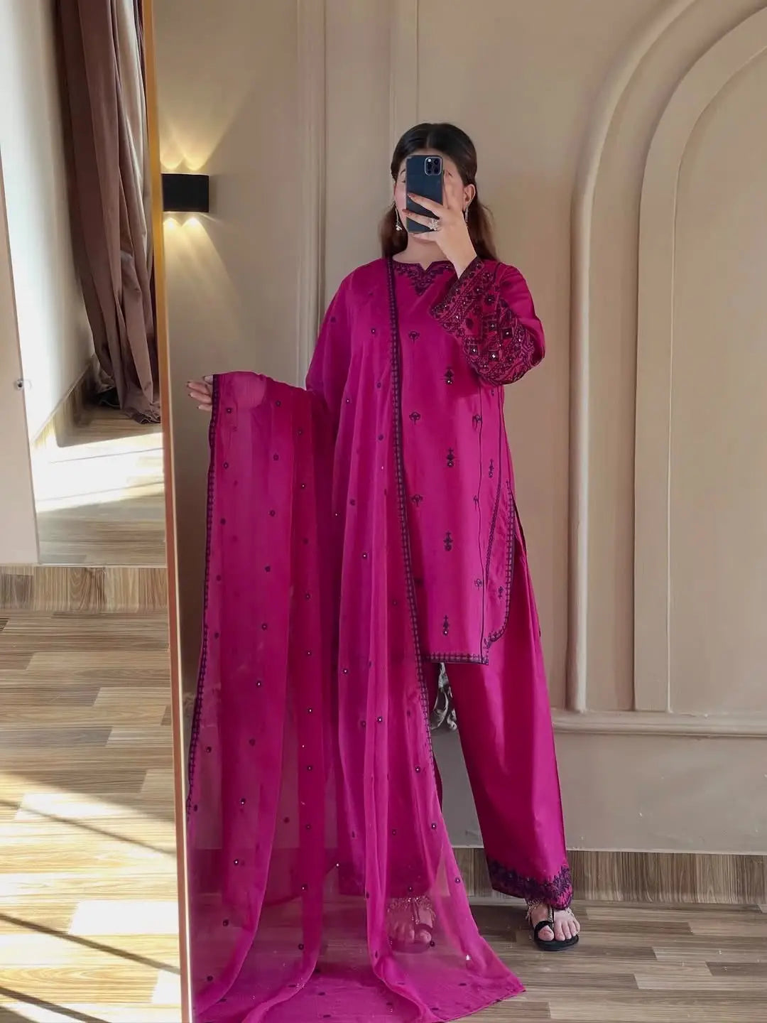 Rayon Embroidered Farshi Suit for Women