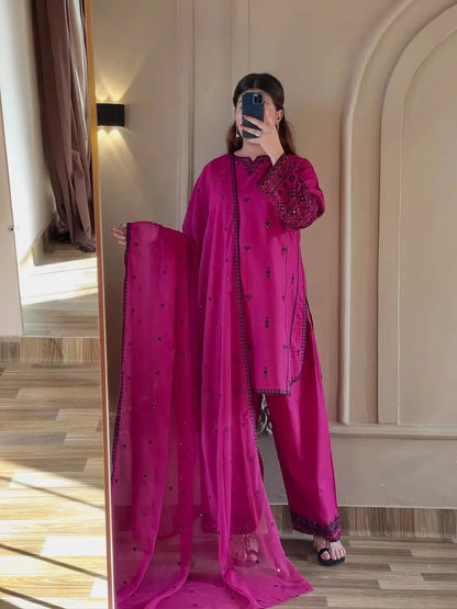 Rayon Embroidered Farshi Suit for Women