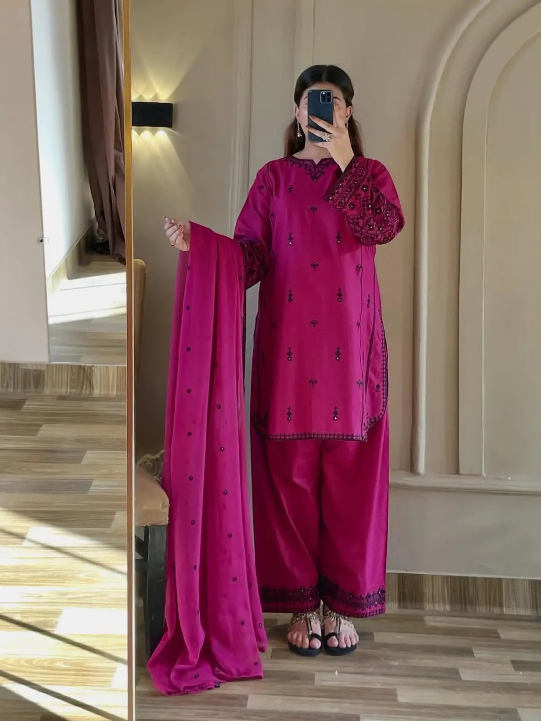 Rayon Embroidered Farshi Suit for Women