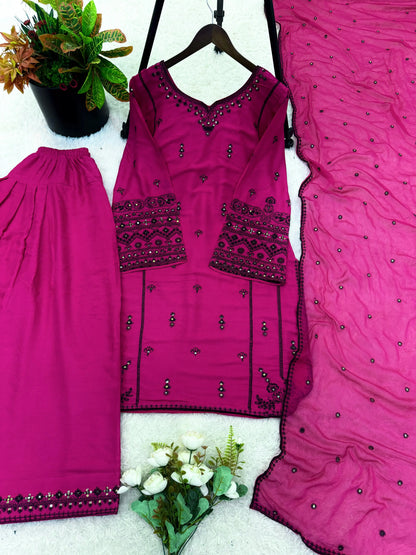 Rayon Embroidered Farshi Suit for Women