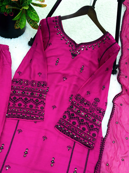 Rayon Embroidered Farshi Suit for Women