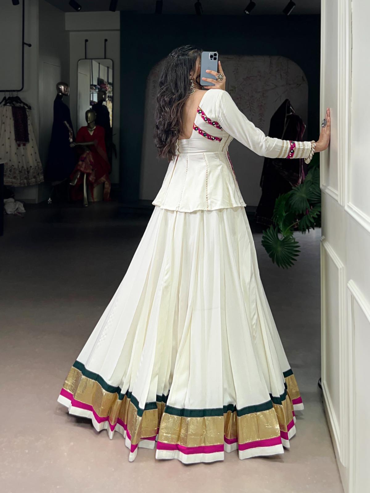 Rayon Mirror Work Lehenga Choli Set for Navratri Events