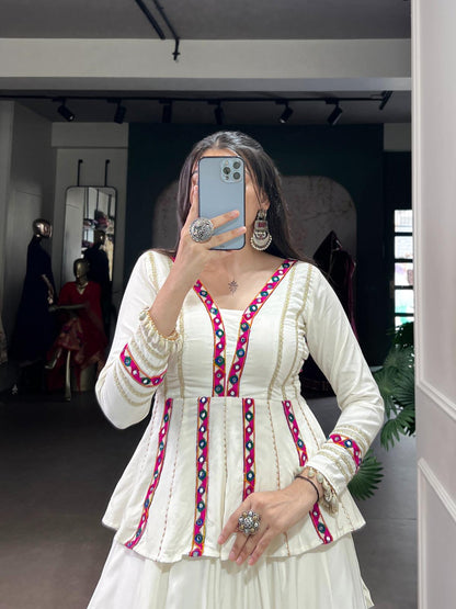 Rayon Mirror Work Lehenga Choli Set for Navratri Events