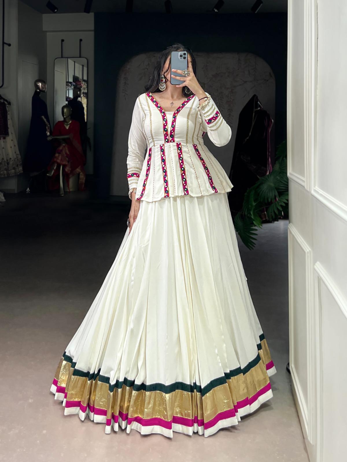 Rayon Mirror Work Lehenga Choli Set for Navratri Events
