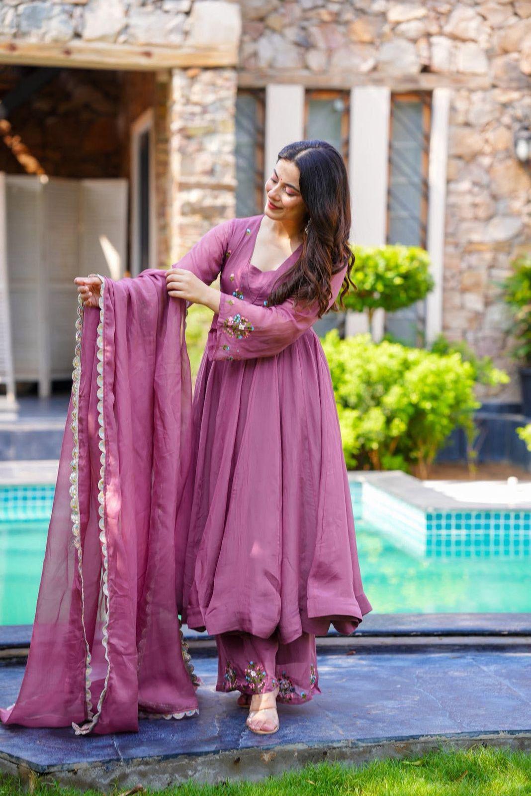 Ready to Wear Gown Pant Dupatta Set for Women