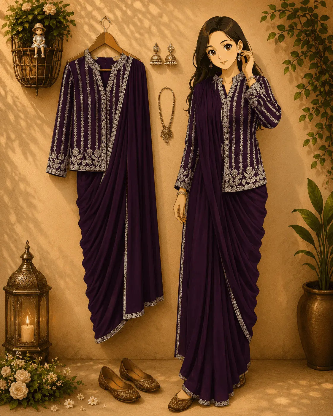 Ready to Wear Saree with Full Koti