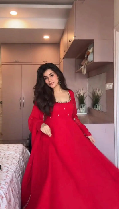 Red Party Gown Set for Wedding Event