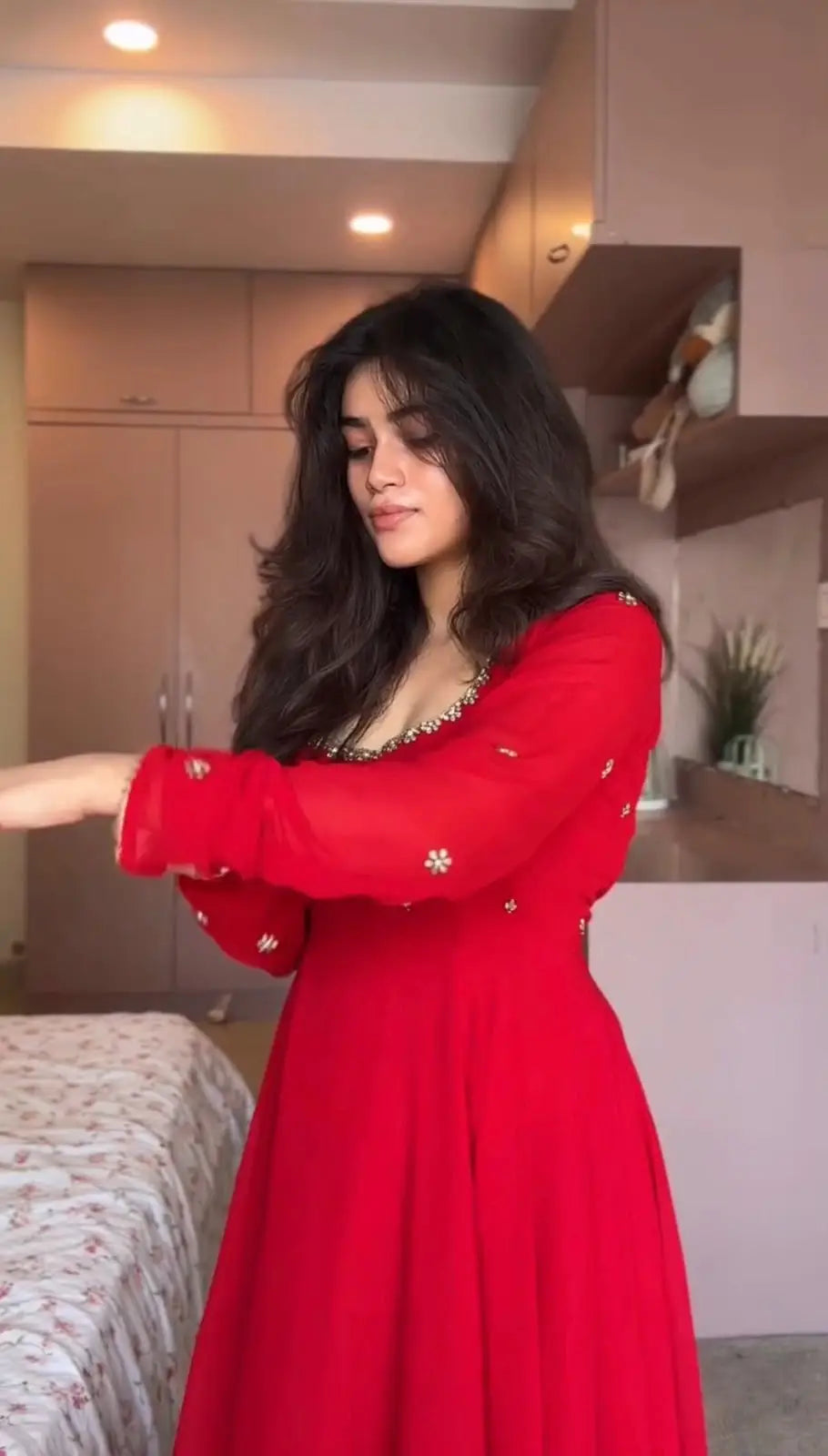 Red Party Gown Set for Wedding Event