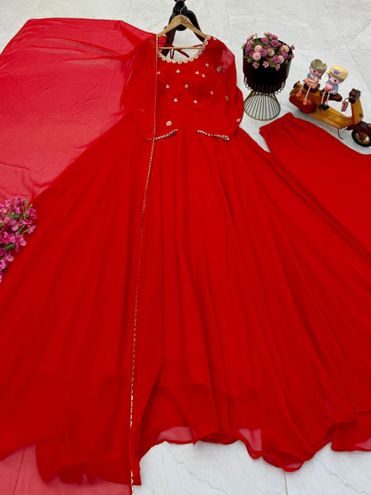 Red Party Gown Set for Wedding Event