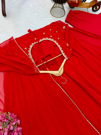 Red Party Gown Set for Wedding Event