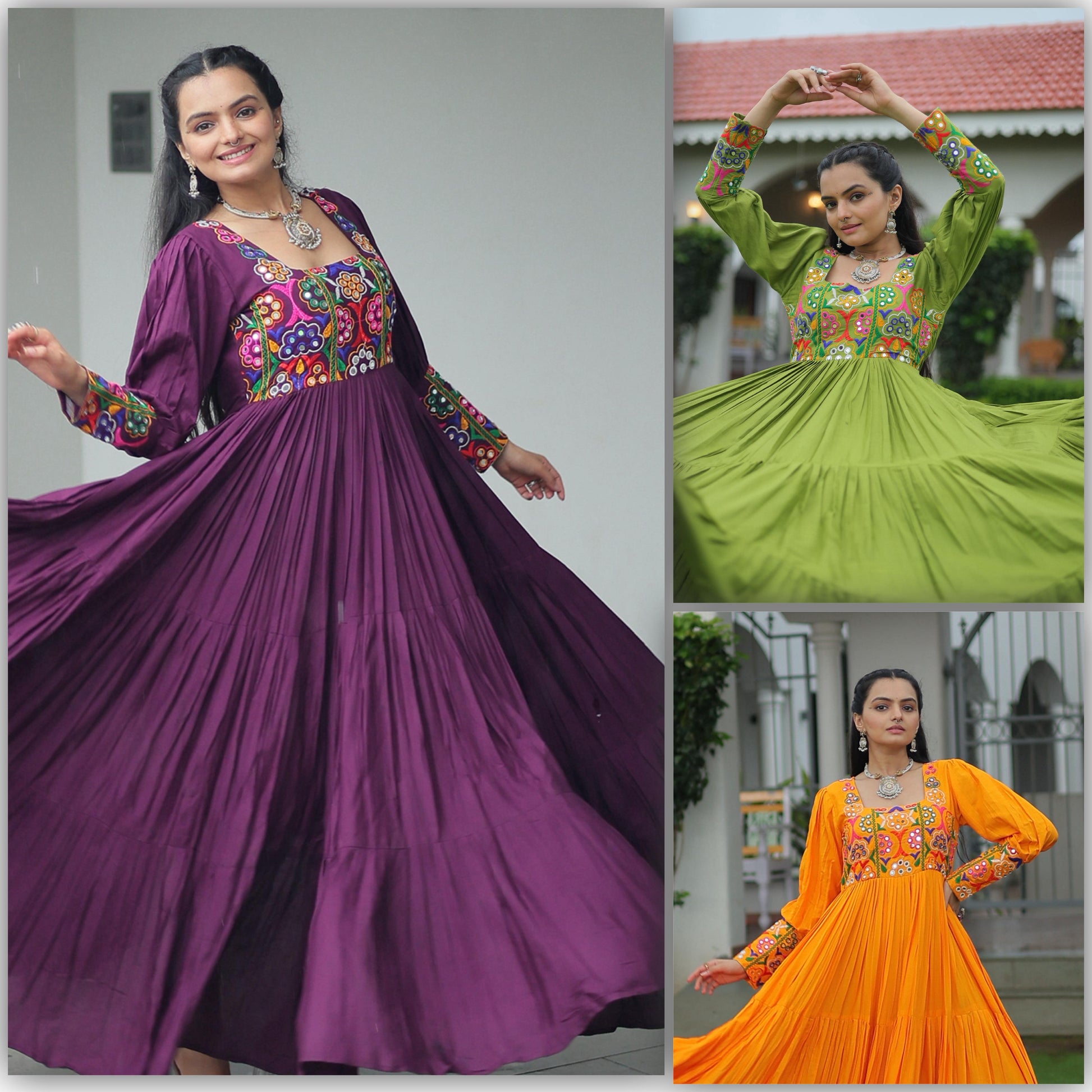 Reyon Gown with Kutchi Gamthi Work  Festive & Party Wear