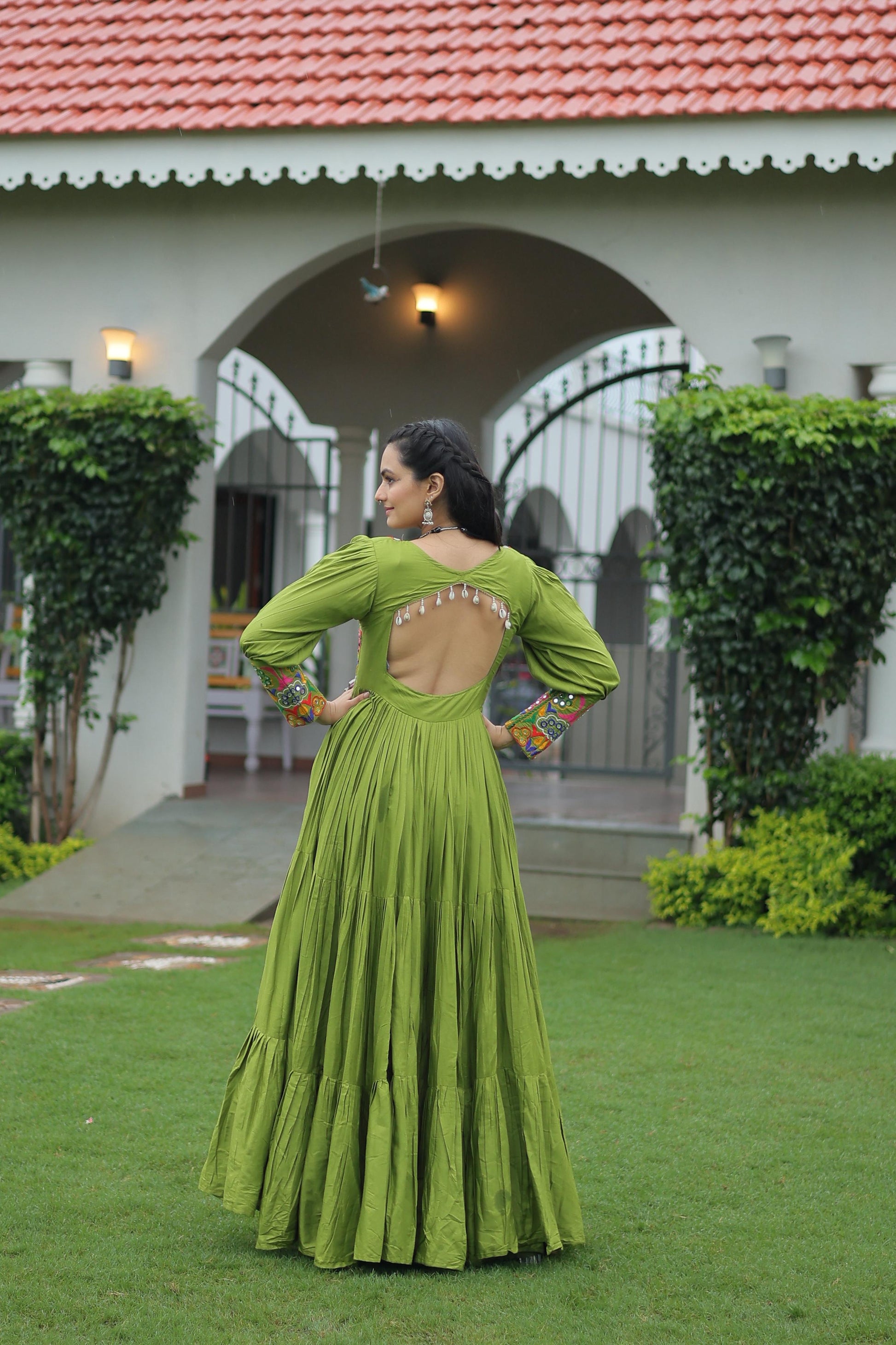 Reyon Gown with Kutchi Gamthi Work  Festive & Party Wear
