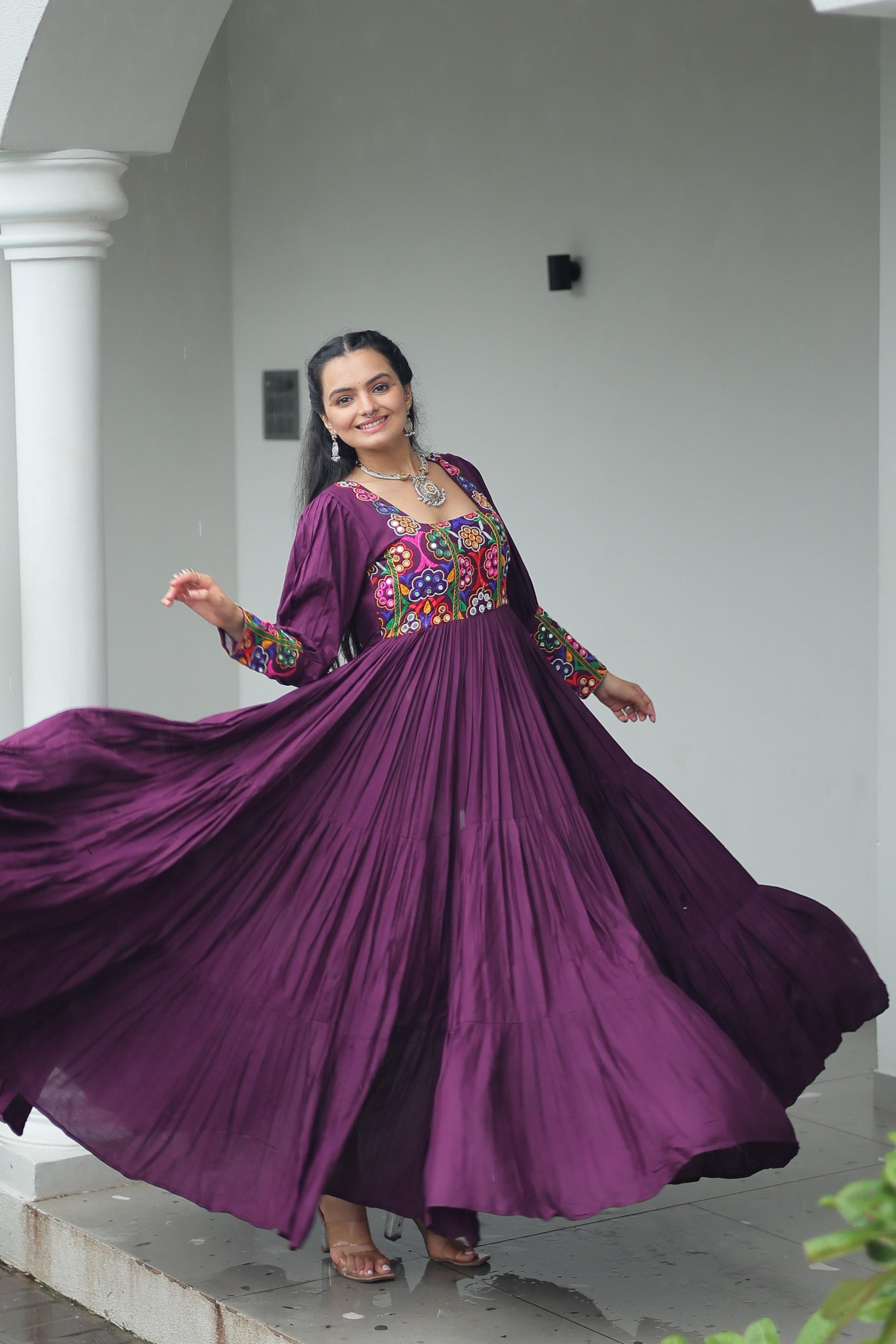 Reyon Gown with Kutchi Gamthi Work  Festive & Party Wear