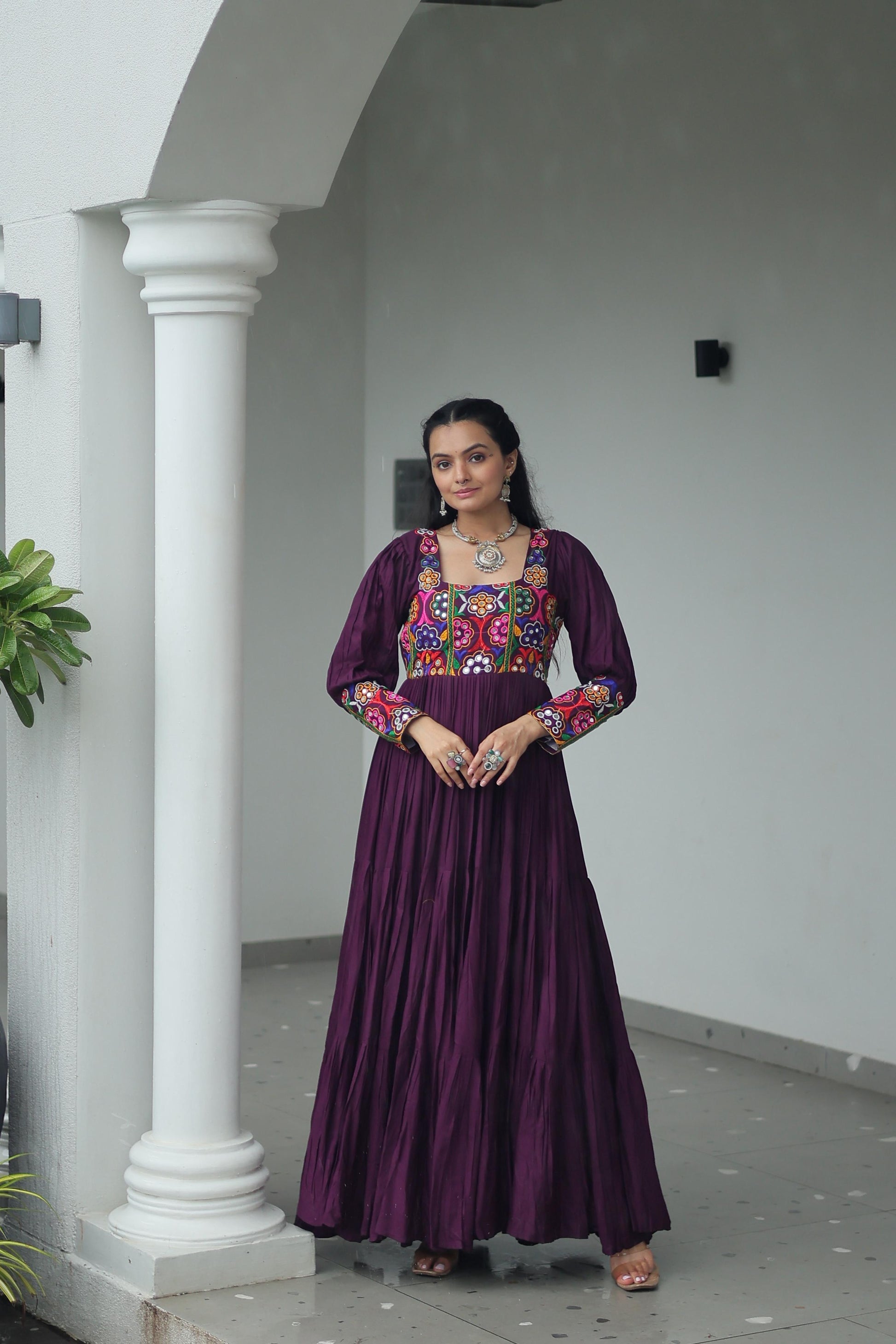 Reyon Gown with Kutchi Gamthi Work  Festive & Party Wear