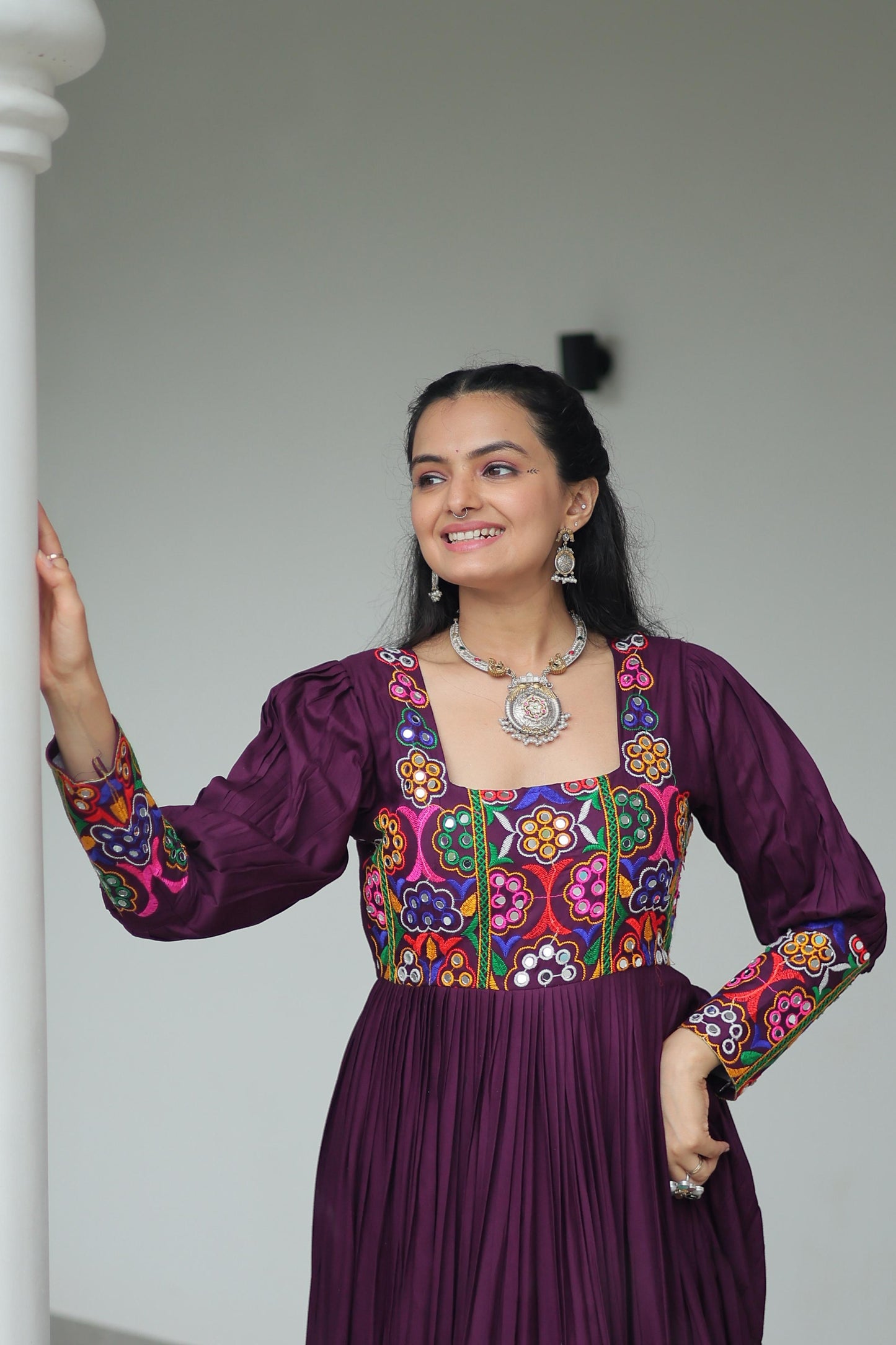 Reyon Gown with Kutchi Gamthi Work  Festive & Party Wear
