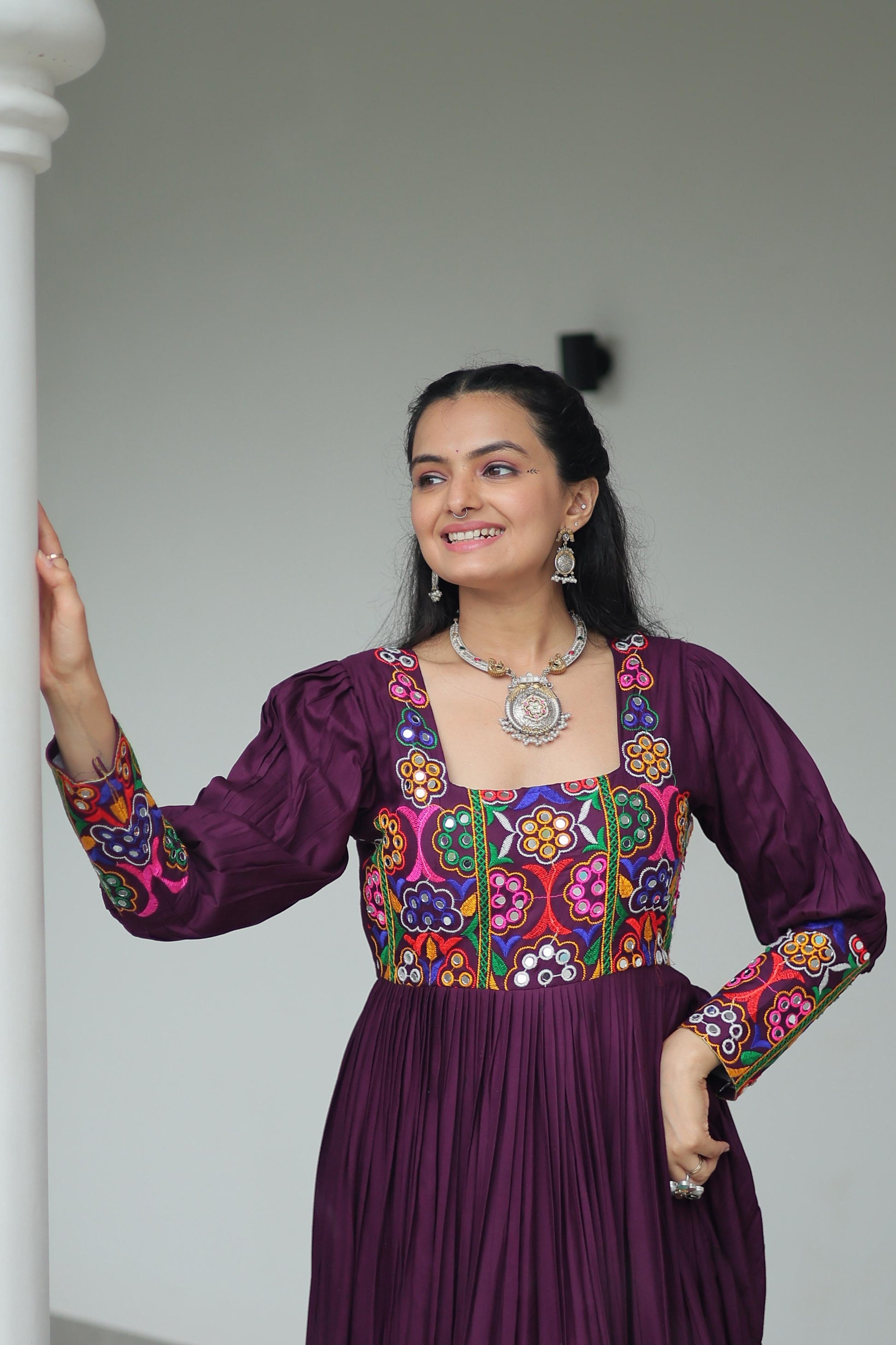 Reyon Gown with Kutchi Gamthi Work  Festive & Party Wear