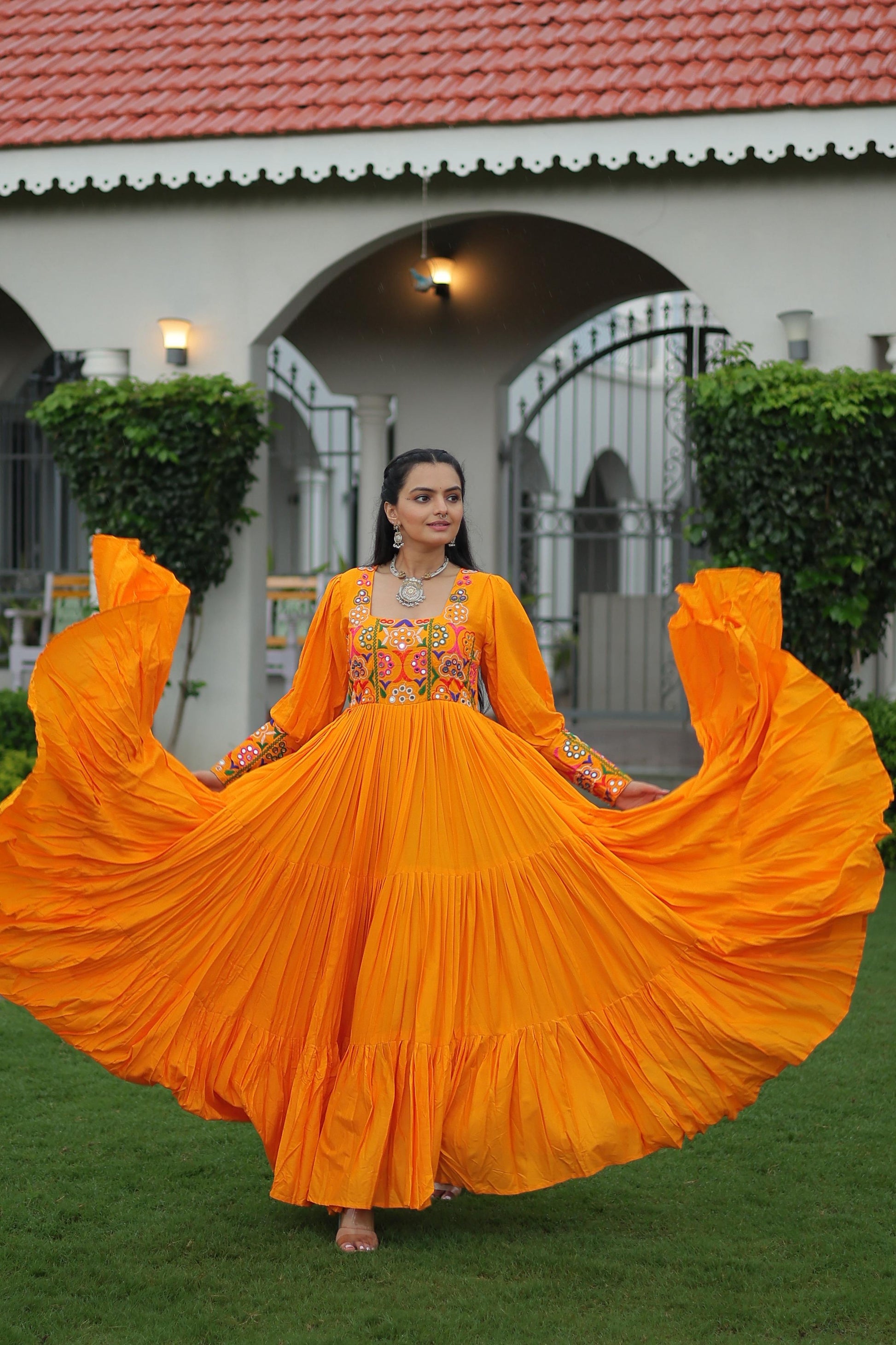 Reyon Gown with Kutchi Gamthi Work  Festive & Party Wear