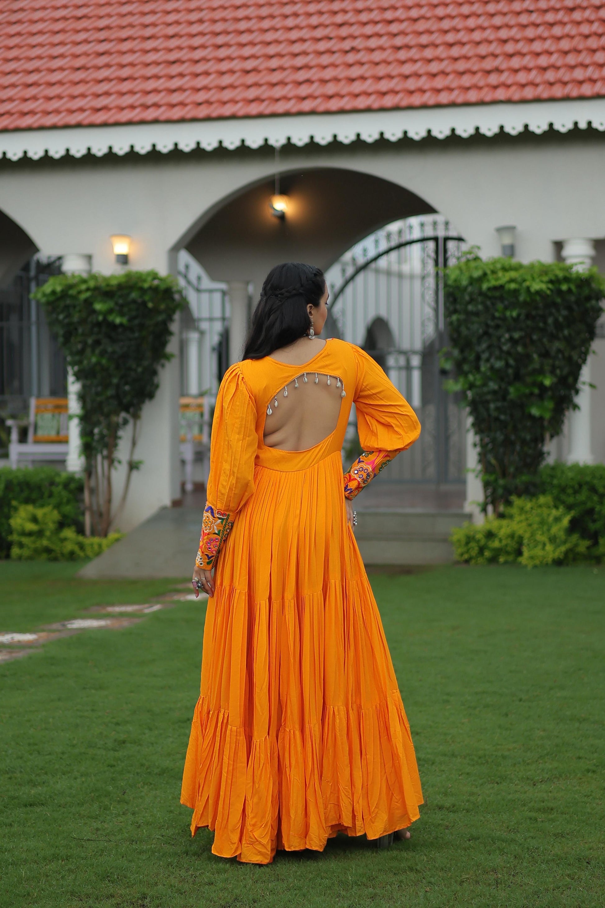 Reyon Gown with Kutchi Gamthi Work  Festive & Party Wear