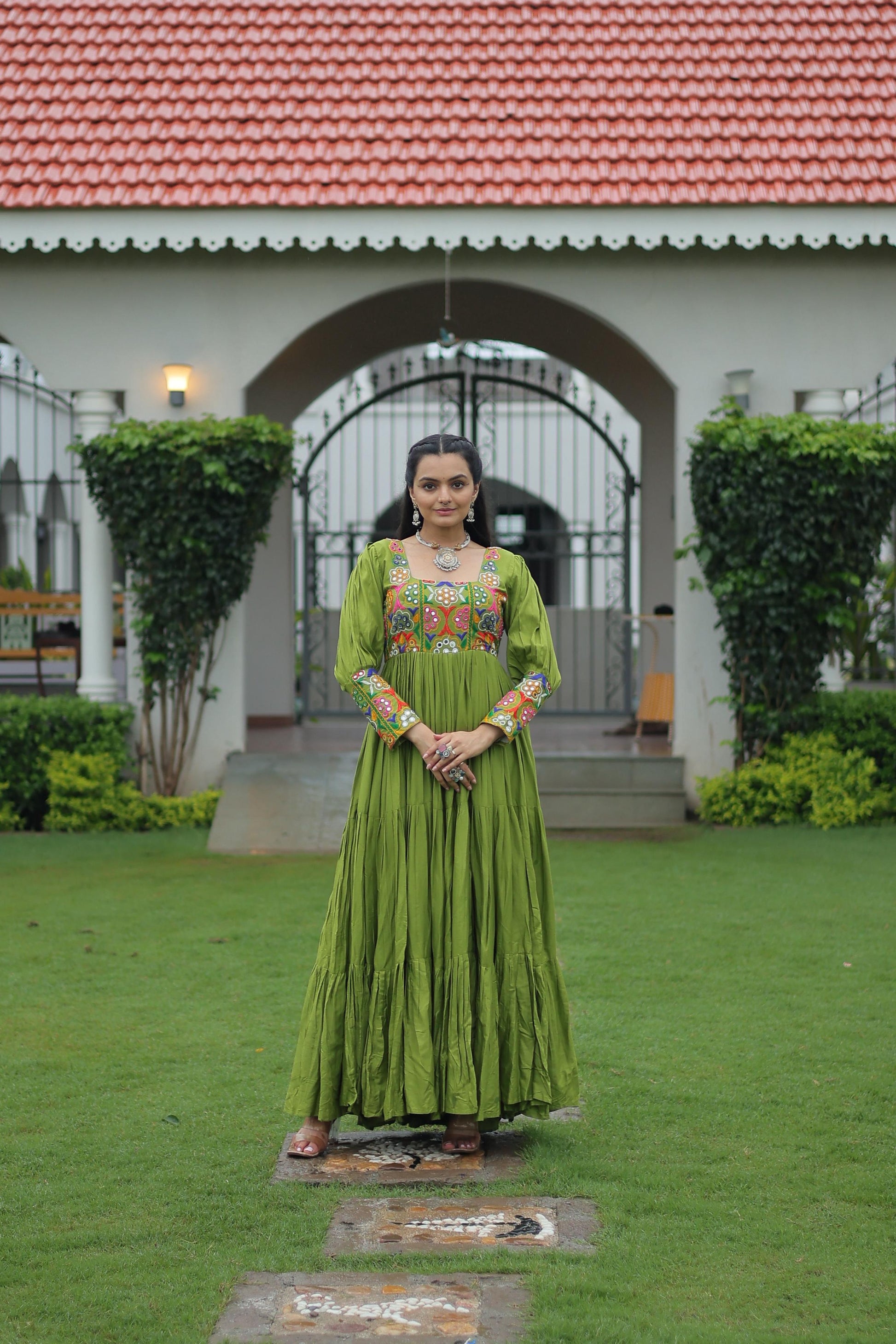Reyon Gown with Kutchi Gamthi Work  Festive & Party Wear