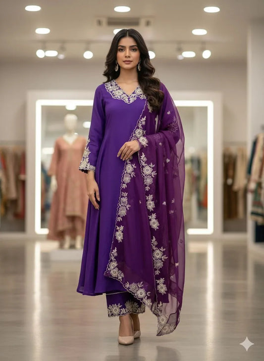 Roman Silk Gown with Dupatta Set