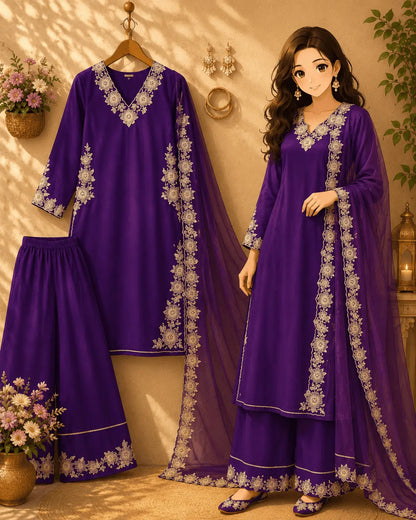 Roman Silk Gown with Dupatta Set