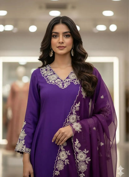 Roman Silk Gown with Dupatta Set