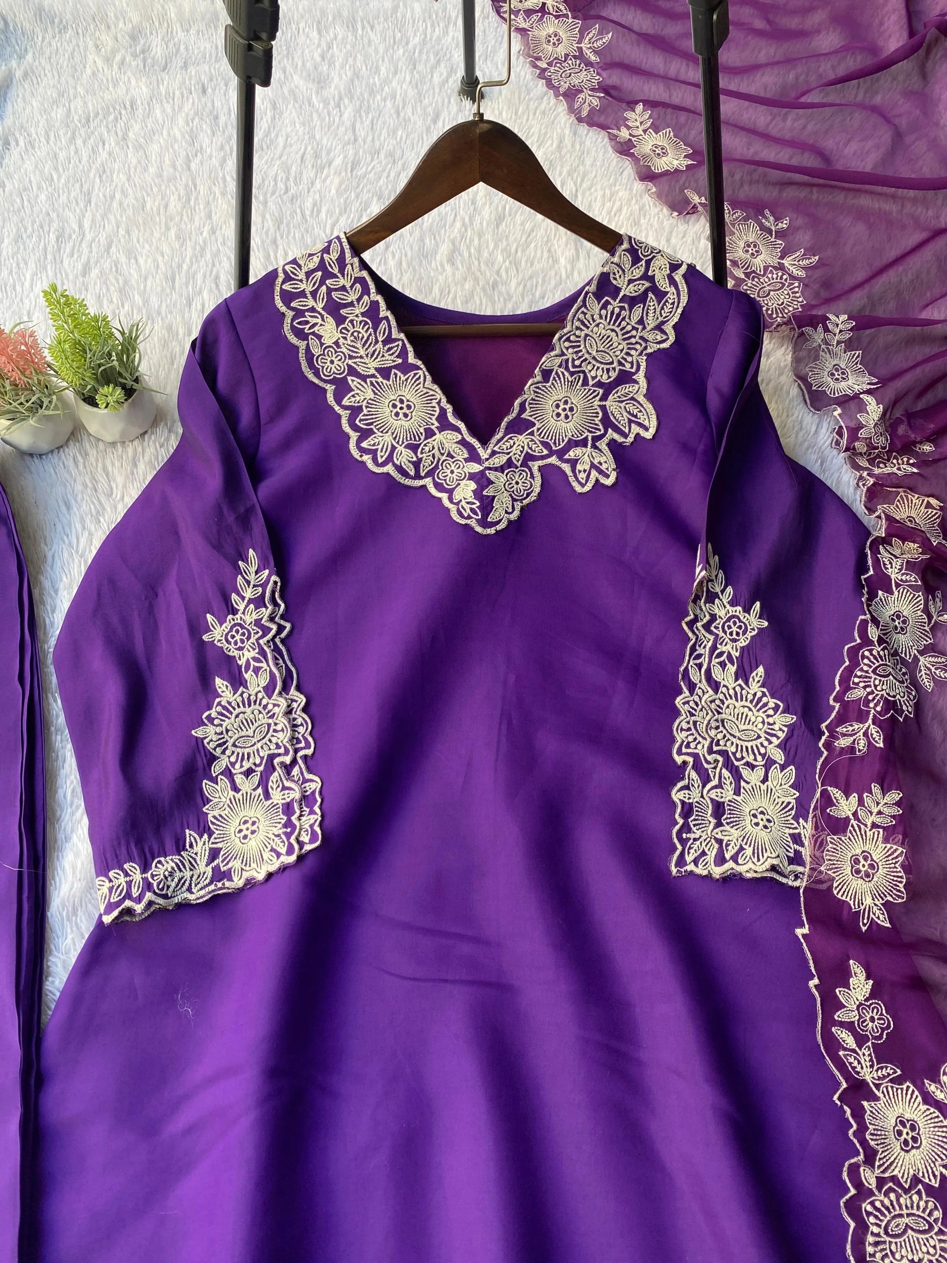 Roman Silk Gown with Dupatta Set