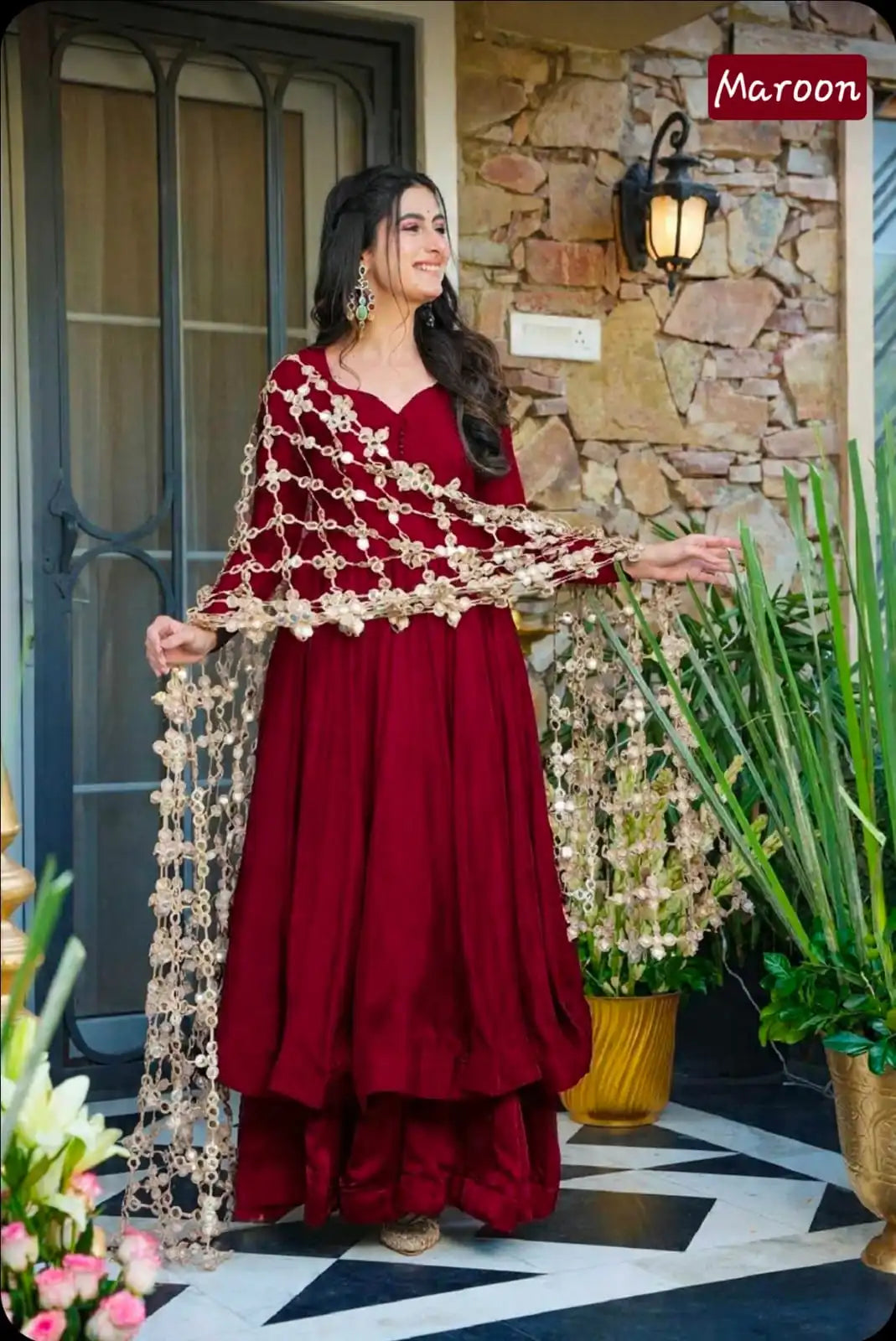 Roman Silk Suit with Mirror Dupatta