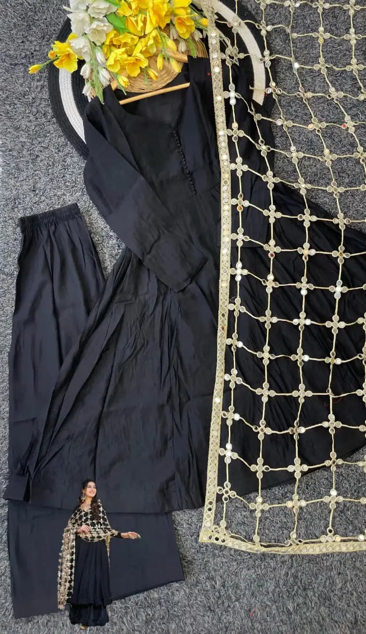 Roman Silk Suit with Mirror Dupatta
