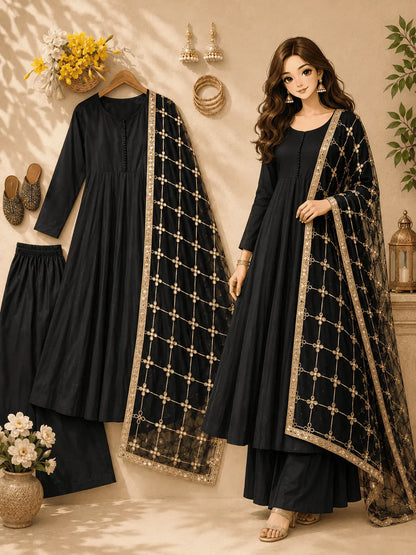 Roman Silk Suit with Mirror Dupatta