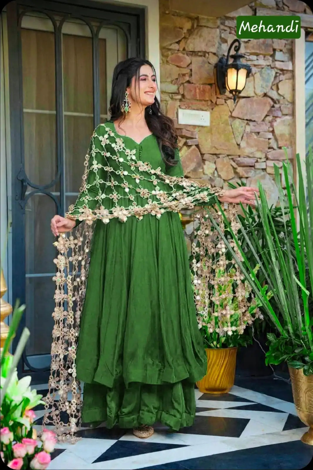 Roman Silk Suit with Mirror Dupatta