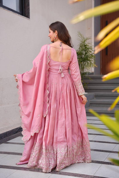 Silk Gown Dress with Dupatta for Women