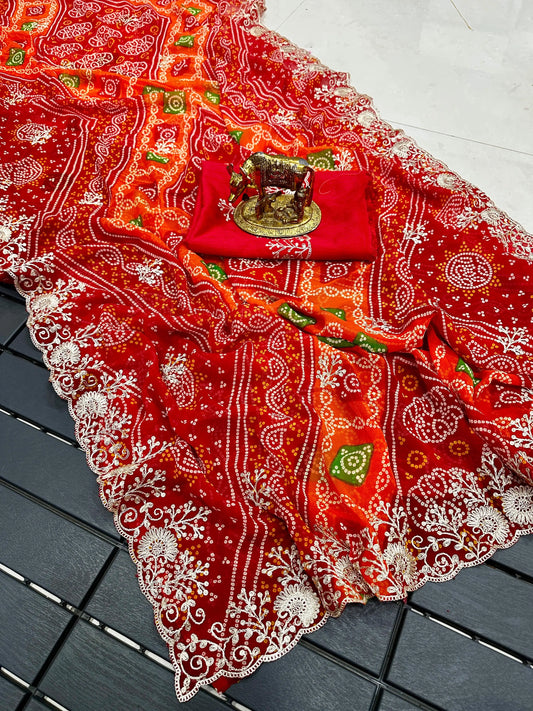Silk Saree in Bandhani print