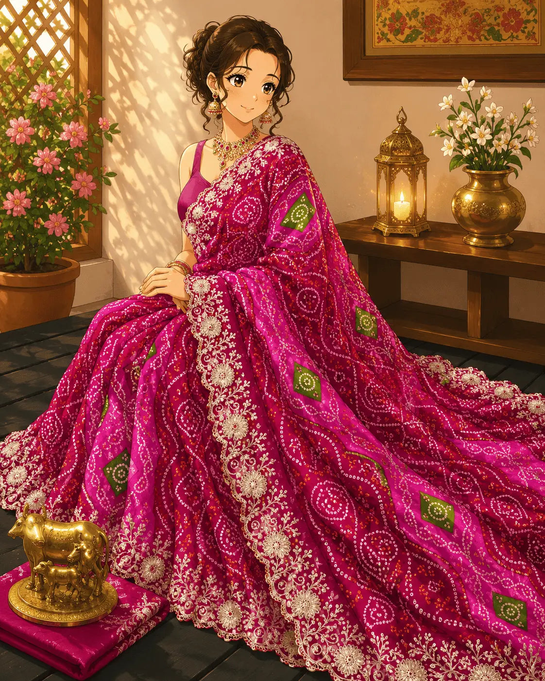 Silk Saree in Bandhani print