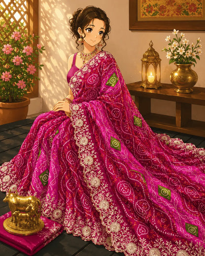 Silk Saree in Bandhani print