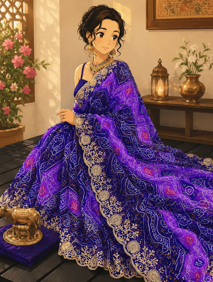 Silk Saree in Bandhani print